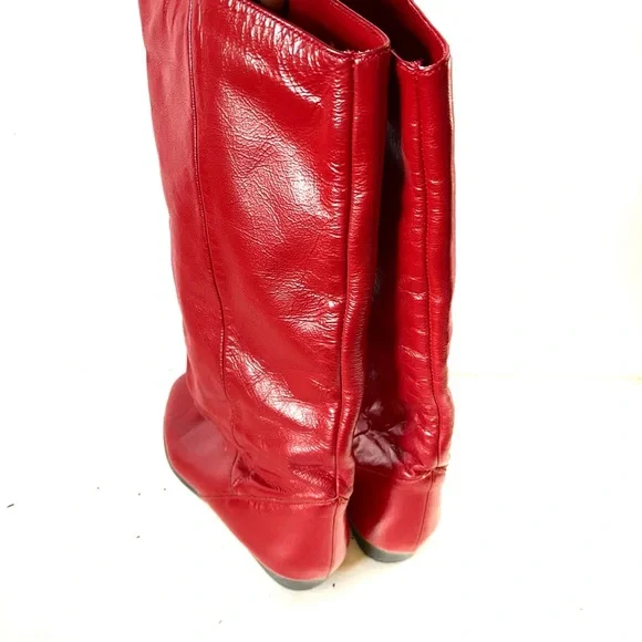 Vintage Red Leather Boots - Picture 3 of 6